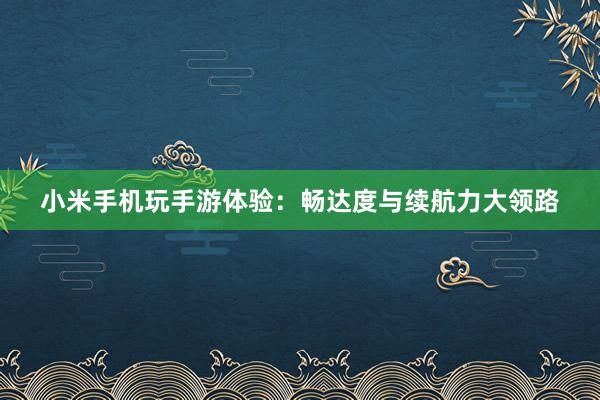 小米手机玩手游体验：畅达度与续航力大领路