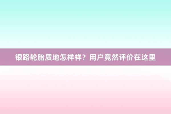 银路轮胎质地怎样样？用户竟然评价在这里